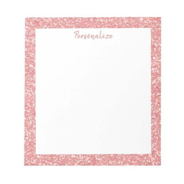 Glam Pink Glitzer Sparkle Border Personalisieren Notizblock (Vorderseite)