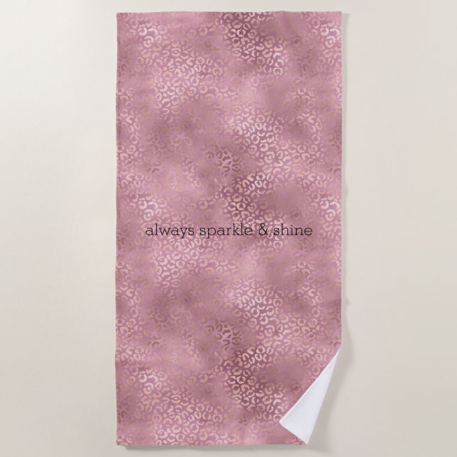 Glam Pink Glitzy Leopard Print Strandtuch (Vorderseite)