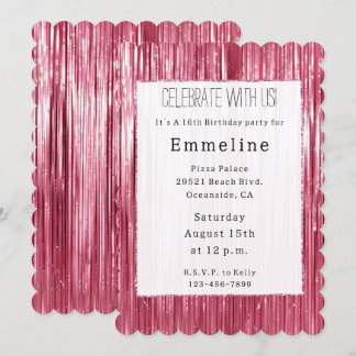 Glam Pink Glitzy Sparkle Streifen Einladung