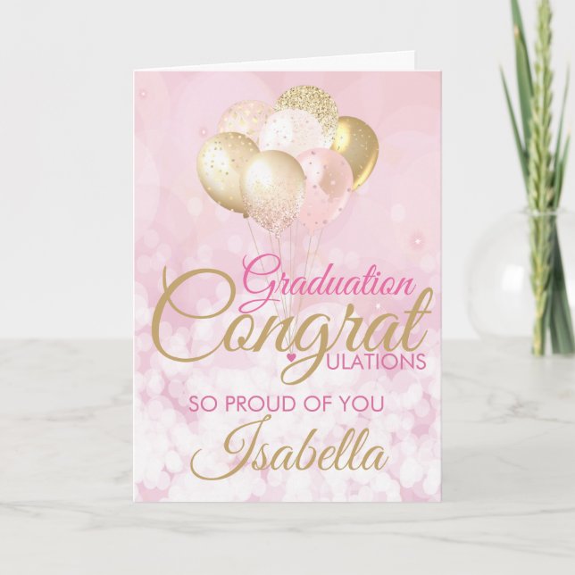 Glam Pink Gold Abschluss Glückwunsch Karte (Vorderseite)