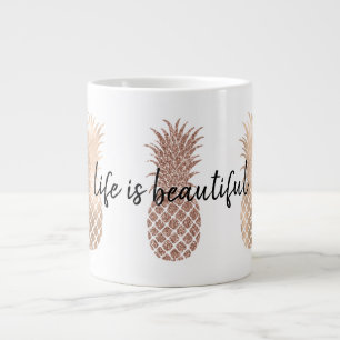 Glam Pink Gold Ananas Jumbo-Tasse
