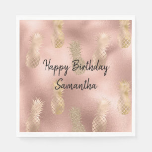 Glam Pink Gold Ananas Serviette