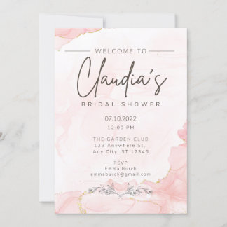 Glam Pink Gold Aquarell Brautparty laden Einladung