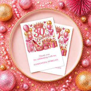 Glam Pink Gold Glitter 30. Geburtstag Danke