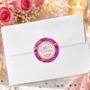 Glam Pink Gold Juwelen Strata 18. Geburtstag Runder Aufkleber