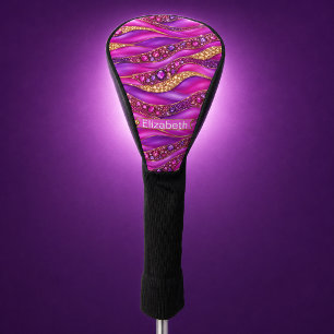 Glam Pink Gold Juwelen Strata Personalisiert Golf Headcover