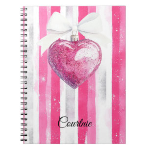 Glam Pink Heart Bow Streifen Notizblock