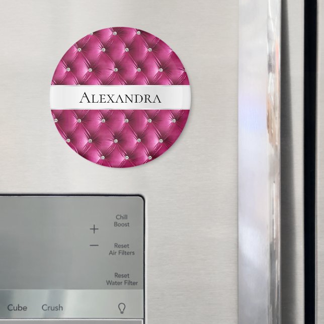Glam Pink Imitats Velvet Luxus Name Magnet (In Situ (Kühlschrank))