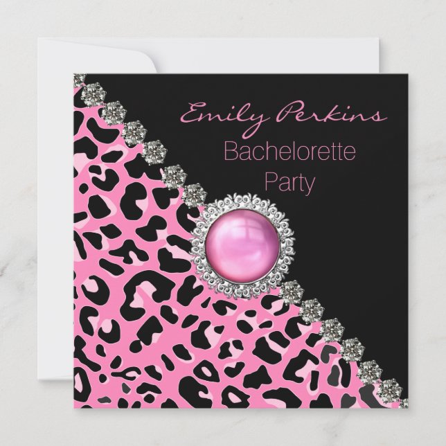 Glam Pink Leopard Bachelorette Party Invitation (Devant)