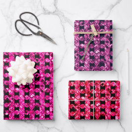 Glam Pink Lila Red Gemis Flashy Fun Diamonds Geschenkpapier Set
