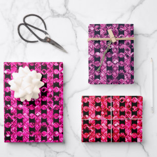Glam Pink Lila Red Gemis Flashy Fun Diamonds Geschenkpapier Set
