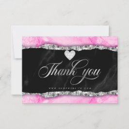 Glam Pink Marble Edge Business Danke Karte