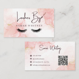 Glam Pink Marble Wimpern Artist Visitenkarte