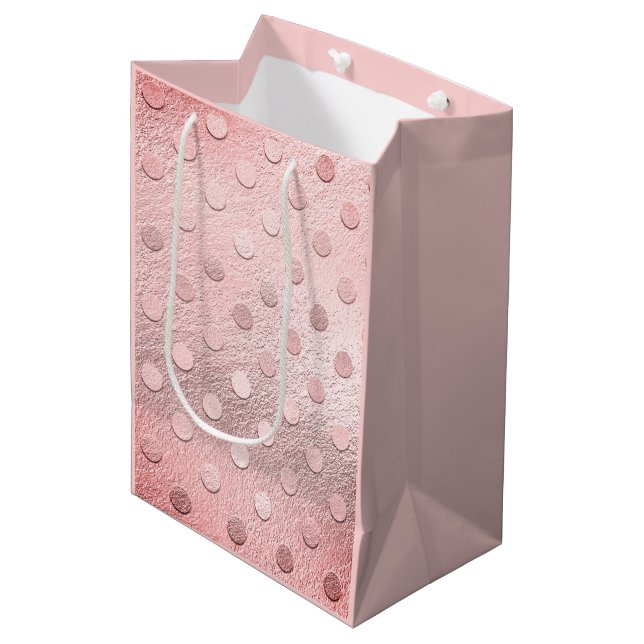 Glam Pink Metallic Glitzer Sparkle Mittlere Geschenktüte (Vorderseite Schrägansicht)