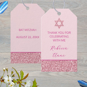 Glam Pink Niedlich Danke Bat Mitzvah Party Geschenkanhänger