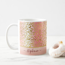 Glam Pink Ombre Gold Leopard Muster Personalisiert