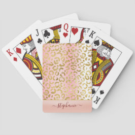 Glam Pink Ombre Gold Leopard Muster Personalisiert Spielkarten