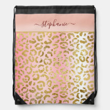 Glam Pink Ombre Gold Leopard Muster Personalisiert
