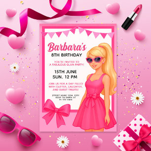 Glam Pink Party Girl Design   Stilvoll Geburtstag Einladung