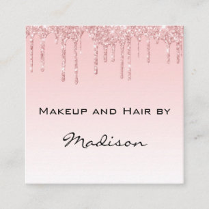 Glam Pink Rose Gold Glitzer Tropfen Makeup Artist Quadratische Visitenkarte