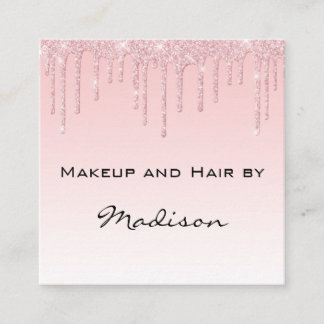 Glam Pink Rose Gold Glitzer Tropfen Makeup Artist Quadratische Visitenkarte