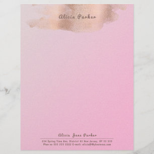 Glam Pink Rose Gold Kupferfolie Beautician Briefbogen