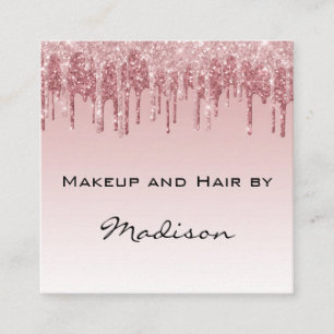 Glam Pink Rosen Gold Glitter Tropfen Makeup-Artist Quadratische Visitenkarte