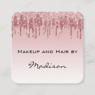 Glam Pink Rosen Gold Glitter Tropfen Makeup-Artist Quadratische Visitenkarte