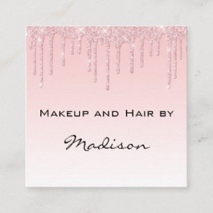 Glam Pink Rosen Gold Glitter-Tropfen Makeup-Artist Quadratische Visitenkarte