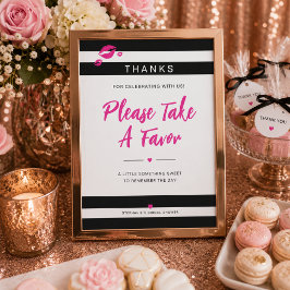 Glam-Pink, Schwarz, Weiß - Schild für Brautparty-G