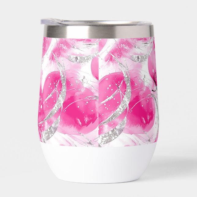 Glam Pink Silver Abstrakt Circles (Rechts)