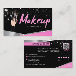 Glam Pink Silver Diamonds Makeup Artist MUA Visitenkarte