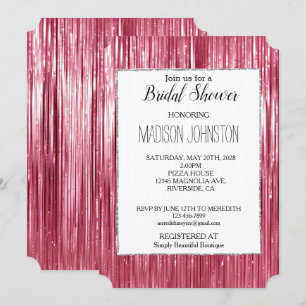 Glam Pink Sparkle Streifen Brautparty Einladung