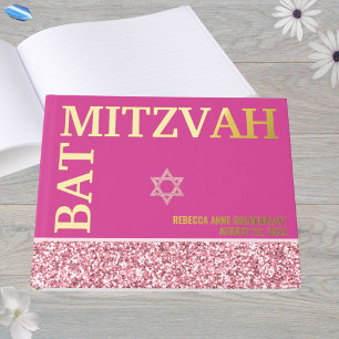 Glam Pink Star von David Bat Mitzvah Gold Gästebuch