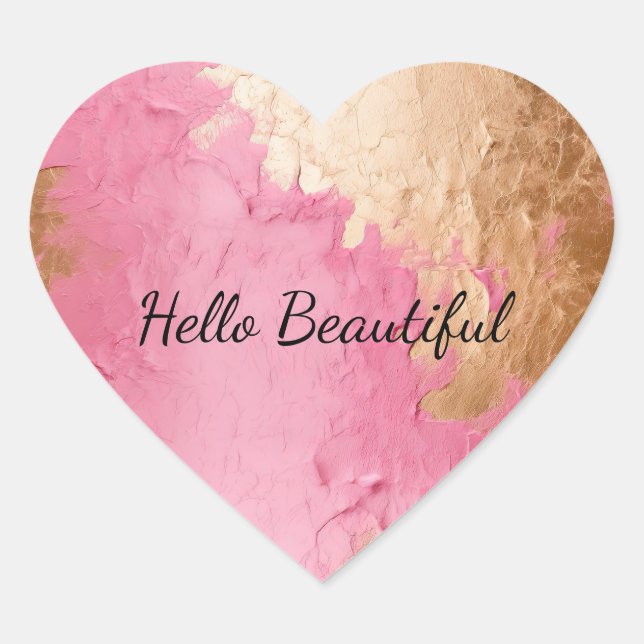 Glam Pink und Gold Herz-Aufkleber (Vorderseite)