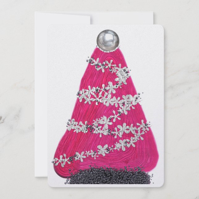 Glam Pink Weihnachtsbaum Feiertagskarte (Vorderseite)