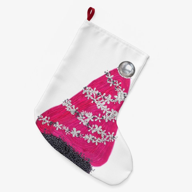 Glam Pink Weihnachtsbaum Großer Weihnachtsstrumpf (Vorderansicht (hängend))