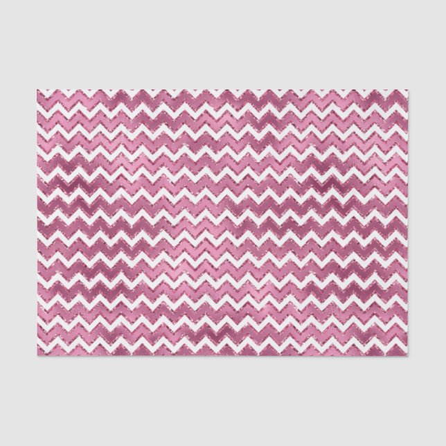 Glam Pink White Zigzag Streifen Seidenpapier (Vorderseite)