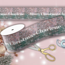 Glam Pink Winter Christmas Blessings Ripsband