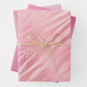 Glam Pink Zebra Print Geschenkpapier Set