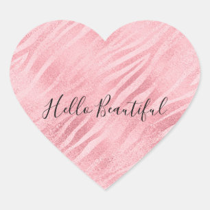 Glam Pink Zebra Print Herz-Aufkleber