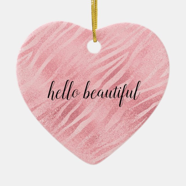 Glam Pink Zebra Print Keramik Ornament (Vorne)