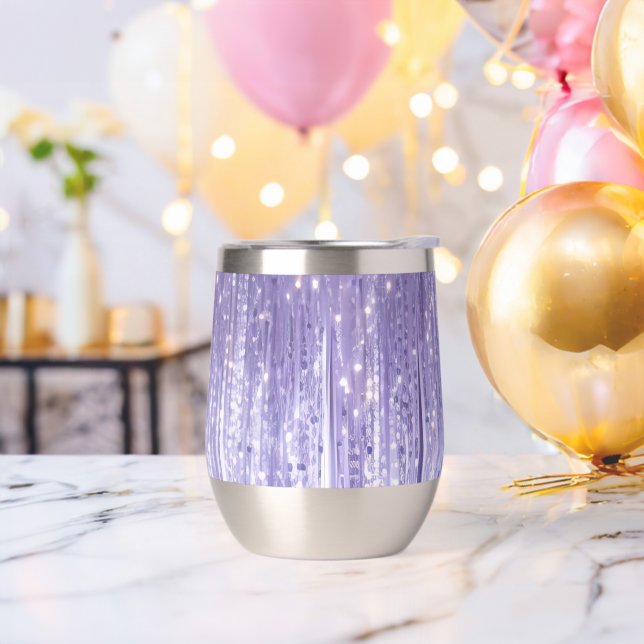 Glam Purple Lavender Tinsel Stripes Noël (Enterrement de vie de garçon)