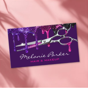 Glam purpur pink glitzernde Tropfhairstylistin  Visitenkarte