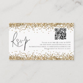 Glam QR Code Gold Glitzer Wedding RSVP Begleitkarte