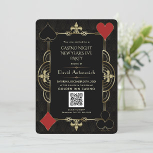 Glam QR Code Vegas Casino Night Silvester Einladung