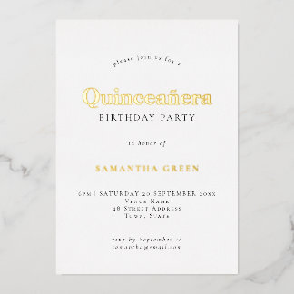 Glam Quinceañera Geburtstagsparty Real Folieneinladung