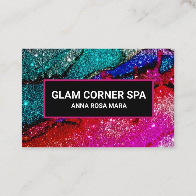 *~* Glam Rainbow QR Glitzer Glitz Luxury Beauty Visitenkarte (Vorderseite)