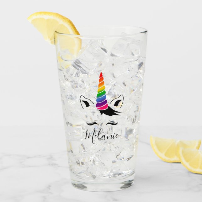 Glam Rainbow Unicorn Glas (Vorderseite Ice)