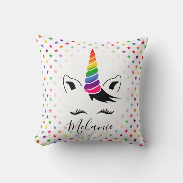 Glam Rainbow Unicorn Kissen (Vorderseite)